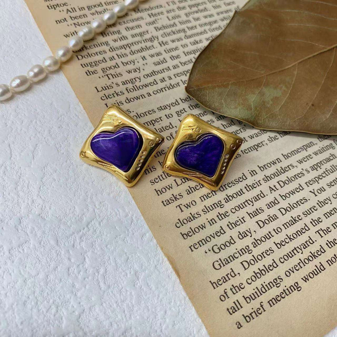 Heart square earrings